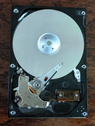 a hard drive with cover removed