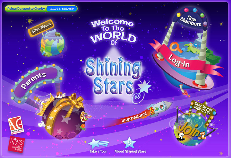 Screenshot of the World of Shining Stars Website