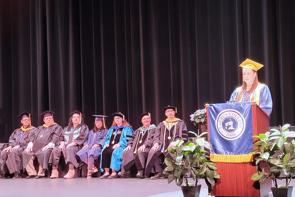 Sonja Anderson gives graduation speech